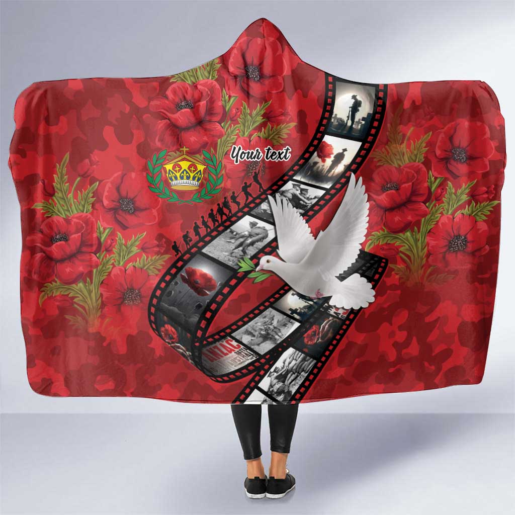 Personalised Tonga ANZAC 1915-2026 Filmstrip Hooded Blanket Lest We Forget 25 April LT9 One Size Red - Polynesian Pride