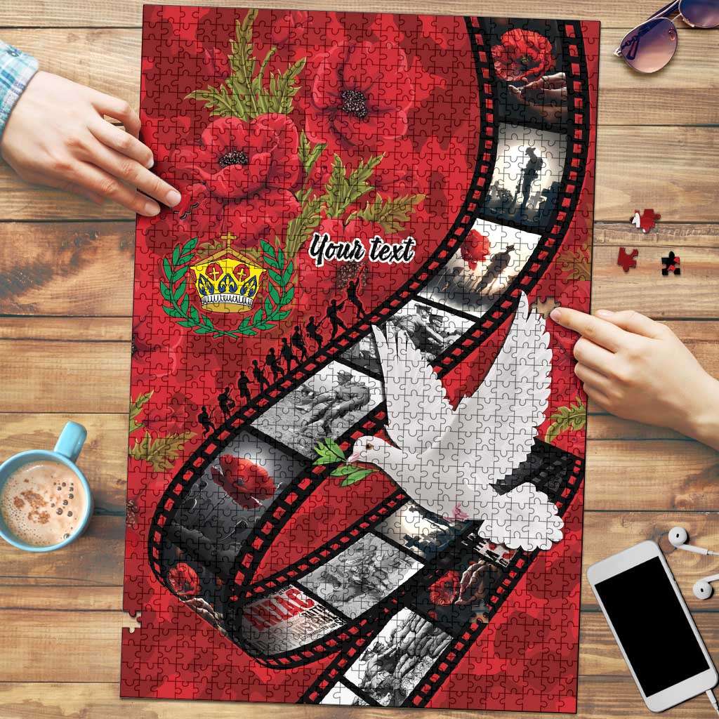 Personalised Tonga ANZAC 1915-2026 Filmstrip Puzzle Lest We Forget 25 April LT9 Red - Polynesian Pride