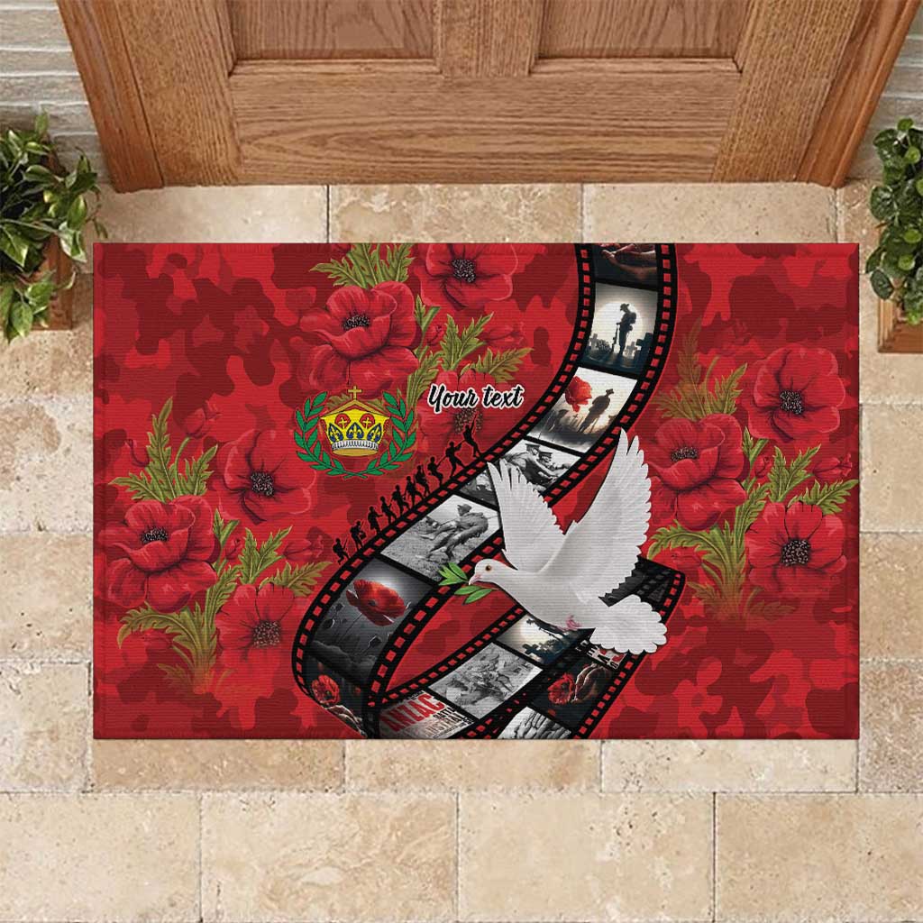 Personalised Tonga ANZAC 1915-2026 Filmstrip Rubber Doormat Lest We Forget 25 April LT9 Red - Polynesian Pride
