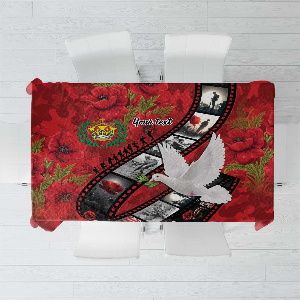 Personalised Tonga ANZAC 1915-2026 Filmstrip Tablecloth Lest We Forget 25 April LT9 Red - Polynesian Pride