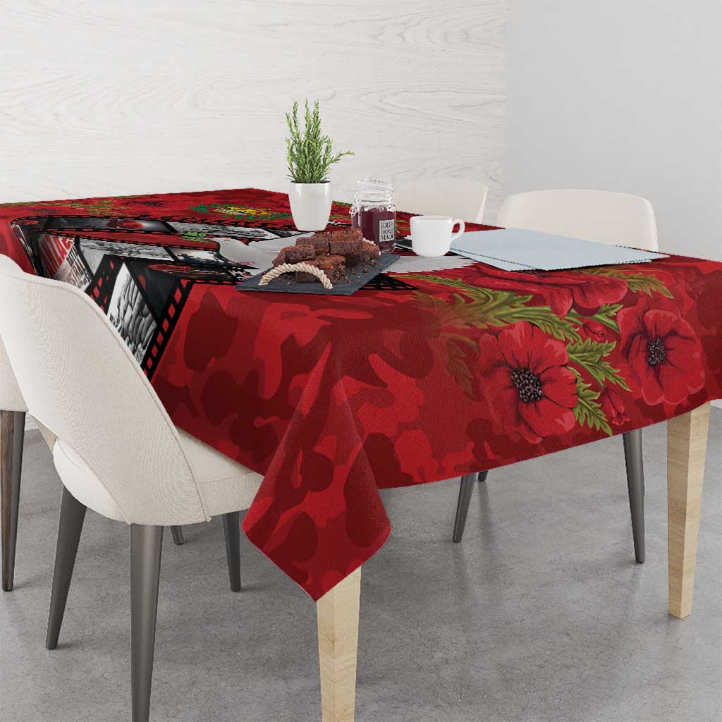 Personalised Tonga ANZAC 1915-2026 Filmstrip Tablecloth Lest We Forget 25 April LT9 - Polynesian Pride
