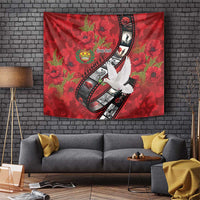 Personalised Tonga ANZAC 1915-2026 Filmstrip Tapestry Lest We Forget 25 April LT9 Red - Polynesian Pride