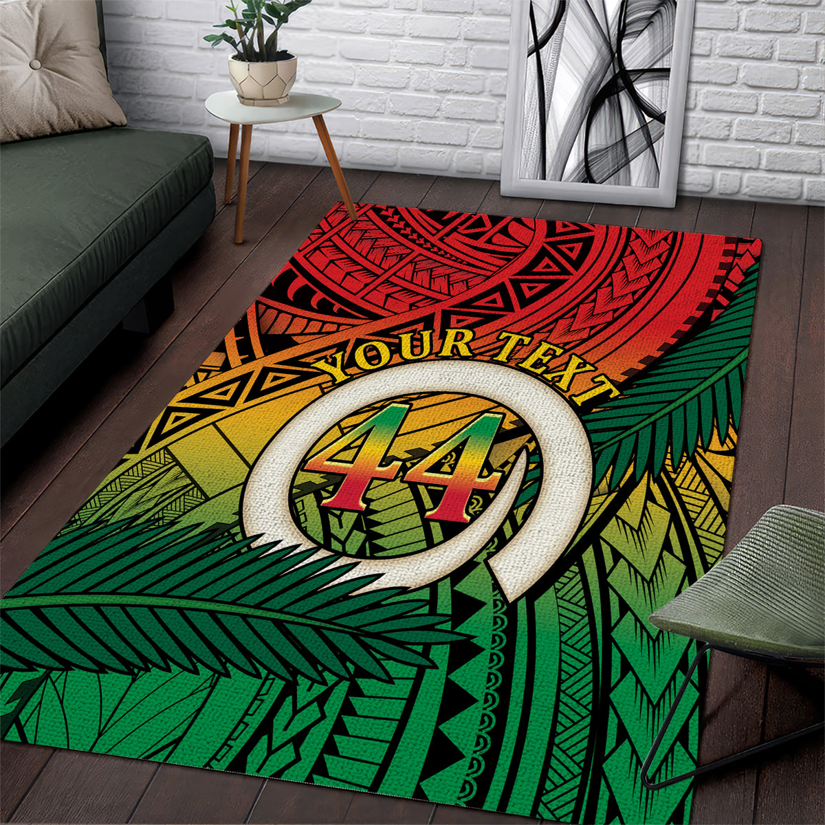 Personalised Vanuatu Yumi 44th Indipendens Dei Area Rug Vanuatuan Broad Tusk with Polynesian Tribal LT9 Reggae - Polynesian Pride