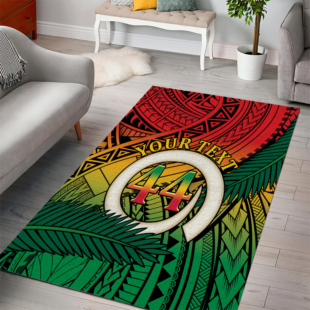 Personalised Vanuatu Yumi 44th Indipendens Dei Area Rug Vanuatuan Broad Tusk with Polynesian Tribal LT9 - Polynesian Pride