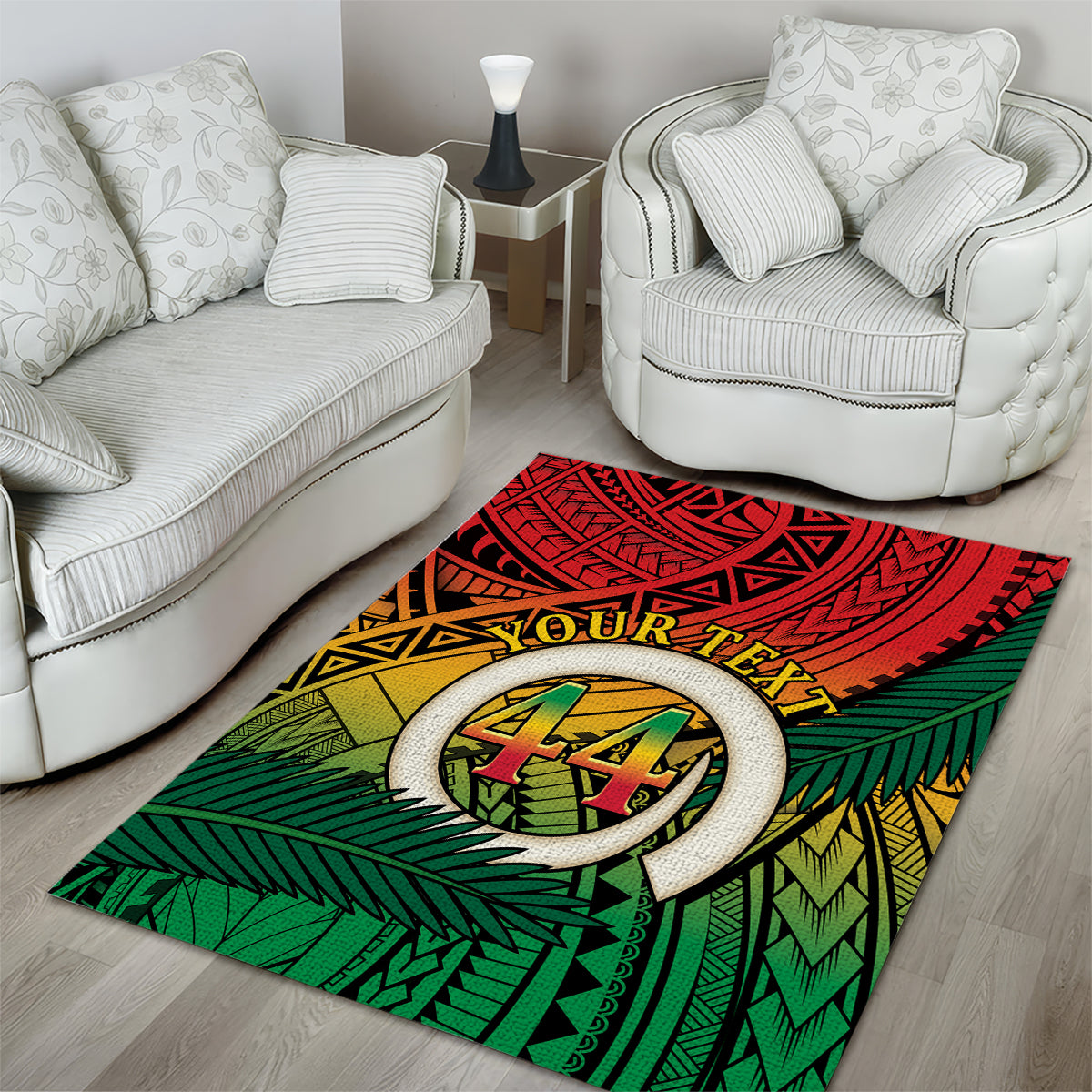 Personalised Vanuatu Yumi 44th Indipendens Dei Area Rug Vanuatuan Broad Tusk with Polynesian Tribal LT9 - Polynesian Pride