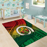 Personalised Vanuatu Yumi 44th Indipendens Dei Area Rug Vanuatuan Broad Tusk with Polynesian Tribal LT9 - Polynesian Pride