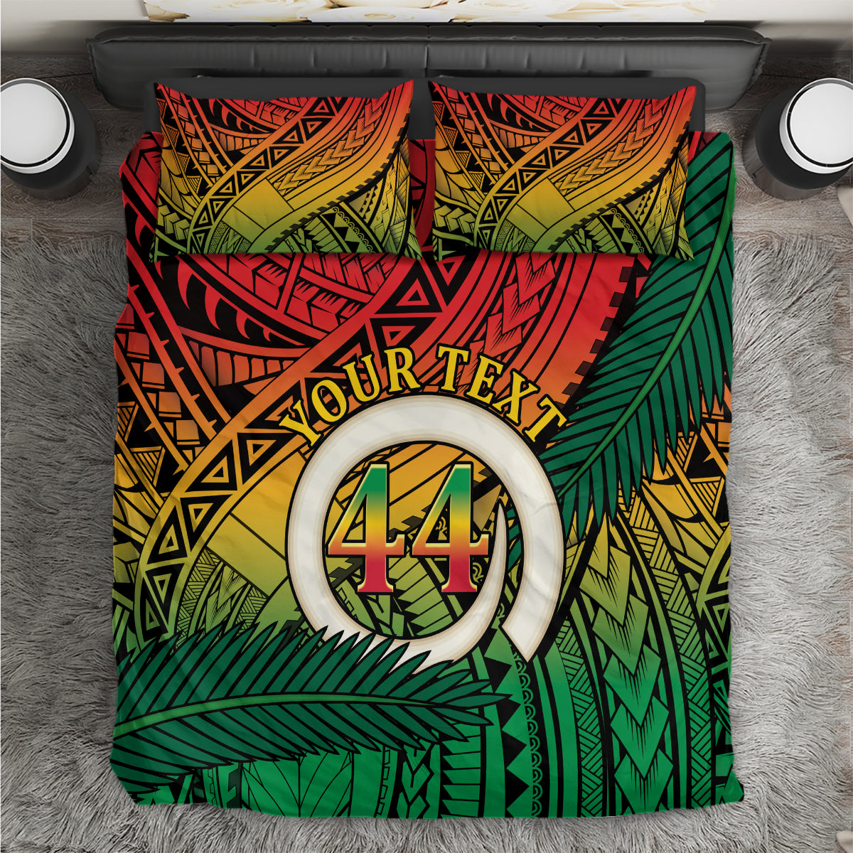 Personalised Vanuatu Yumi 44th Indipendens Dei Bedding Set Vanuatuan Broad Tusk with Polynesian Tribal LT9 Reggae - Polynesian Pride