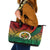 Personalised Vanuatu Yumi 44th Indipendens Dei Leather Tote Bag Vanuatuan Broad Tusk with Polynesian Tribal