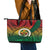 Personalised Vanuatu Yumi 44th Indipendens Dei Leather Tote Bag Vanuatuan Broad Tusk with Polynesian Tribal