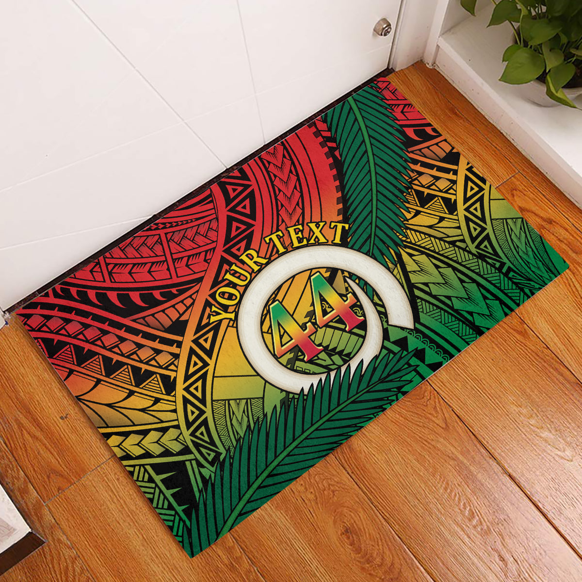 Personalised Vanuatu Yumi 44th Indipendens Dei Rubber Doormat Vanuatuan Broad Tusk with Polynesian Tribal LT9 Reggae - Polynesian Pride
