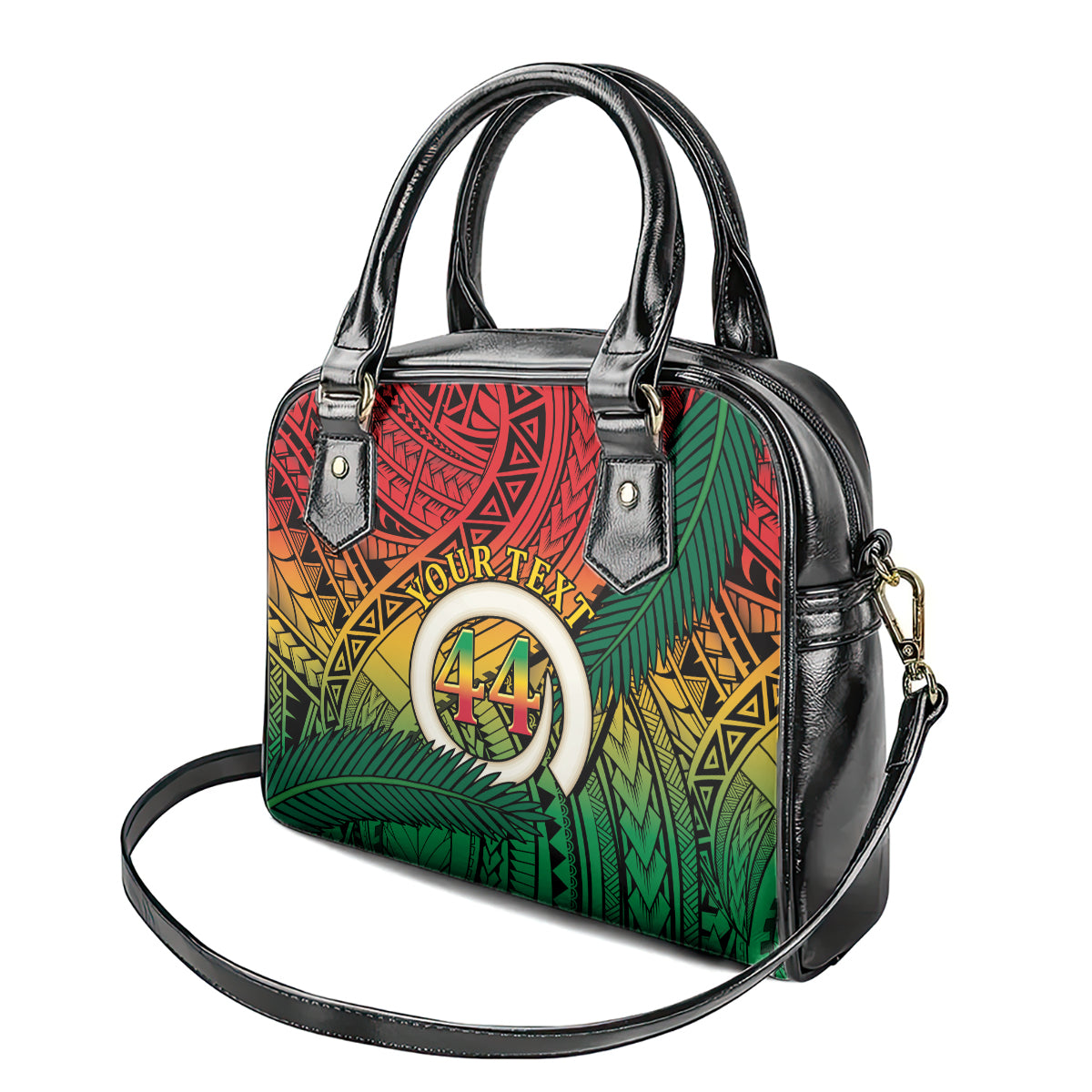 Personalised Vanuatu Yumi 44th Indipendens Dei Shoulder Handbag Vanuatuan Broad Tusk with Polynesian Tribal LT9 - Polynesian Pride
