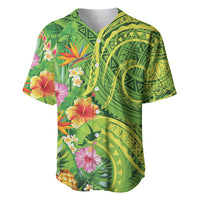 Polynesian Tribal Flower Tattoo Baseball Jersey Special Lime Green Vibe LT9 Lime Green - Polynesian Pride