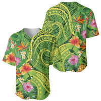 Polynesian Tribal Flower Tattoo Baseball Jersey Special Lime Green Vibe LT9 - Polynesian Pride
