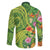 Polynesian Tribal Flower Tattoo Family Matching Long Sleeve Bodycon Dress and Hawaiian Shirt Special Lime Green Vibe