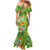 Polynesian Tribal Flower Tattoo Family Matching Mermaid Dress and Hawaiian Shirt Special Lime Green Vibe