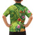 Polynesian Tribal Flower Tattoo Family Matching Off The Shoulder Long Sleeve Dress and Hawaiian Shirt Special Lime Green Vibe