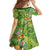 Polynesian Tribal Flower Tattoo Family Matching Off The Shoulder Long Sleeve Dress and Hawaiian Shirt Special Lime Green Vibe