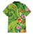 Polynesian Tribal Flower Tattoo Family Matching Off The Shoulder Long Sleeve Dress and Hawaiian Shirt Special Lime Green Vibe