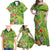 Polynesian Tribal Flower Tattoo Family Matching Off Shoulder Maxi Dress and Hawaiian Shirt Special Lime Green Vibe