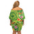 Polynesian Tribal Flower Tattoo Family Matching Off Shoulder Short Dress and Hawaiian Shirt Special Lime Green Vibe