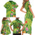 Polynesian Tribal Flower Tattoo Family Matching Short Sleeve Bodycon Dress and Hawaiian Shirt Special Lime Green Vibe