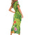 Polynesian Tribal Flower Tattoo Family Matching Short Sleeve Bodycon Dress and Hawaiian Shirt Special Lime Green Vibe