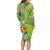 Polynesian Tribal Flower Tattoo Long Sleeve Bodycon Dress Special Lime Green Vibe