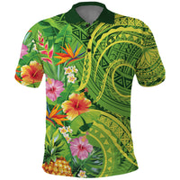 Polynesian Tribal Flower Tattoo Polo Shirt Special Lime Green Vibe LT9 Lime Green - Polynesian Pride