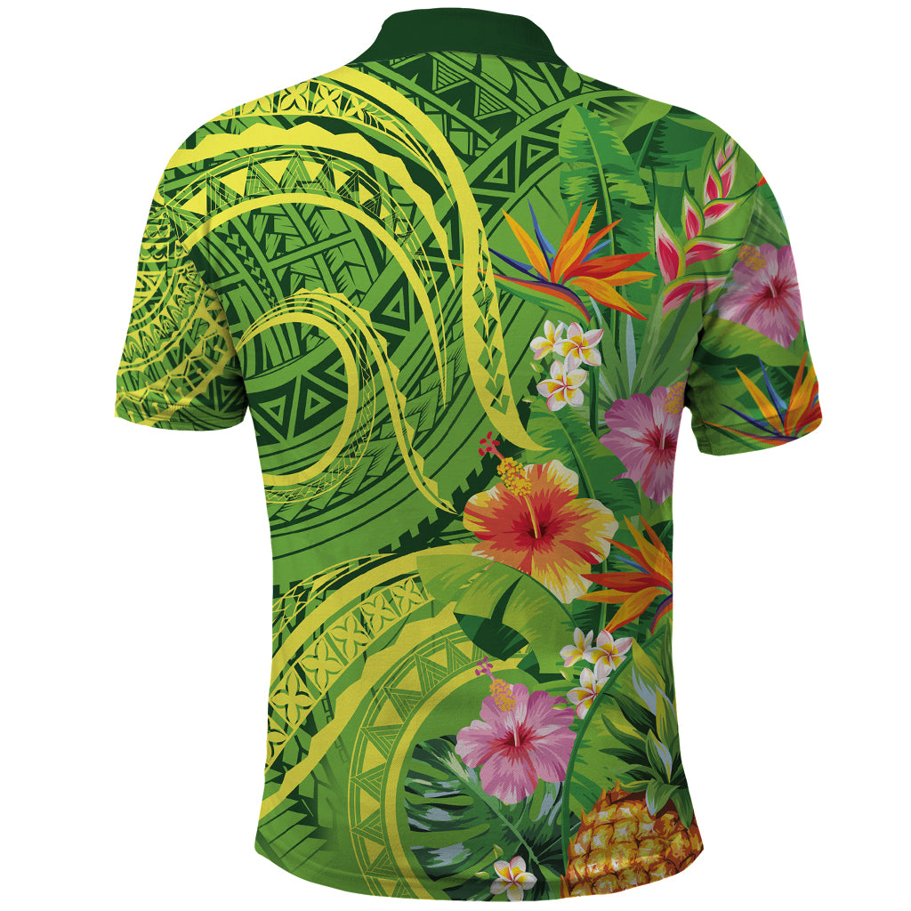 Polynesian Tribal Flower Tattoo Polo Shirt Special Lime Green Vibe LT9 - Polynesian Pride