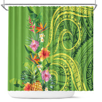Polynesian Tribal Flower Tattoo Shower Curtain Special Lime Green Vibe LT9 Lime Green - Polynesian Pride