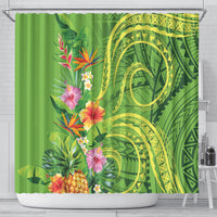 Polynesian Tribal Flower Tattoo Shower Curtain Special Lime Green Vibe LT9 - Polynesian Pride
