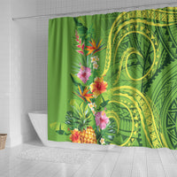 Polynesian Tribal Flower Tattoo Shower Curtain Special Lime Green Vibe LT9 - Polynesian Pride