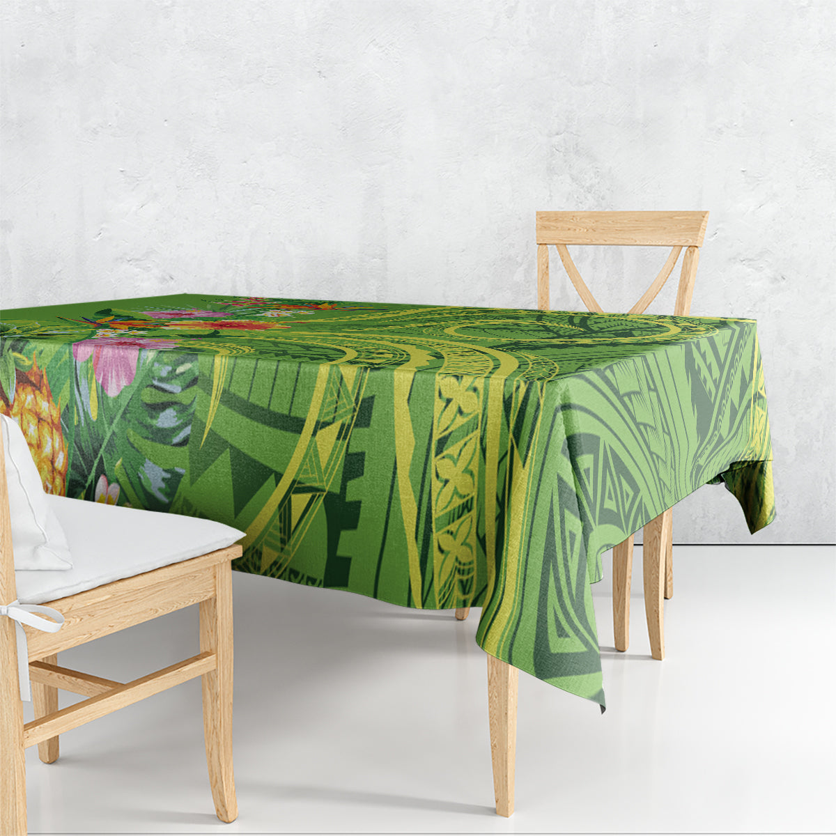 Polynesian Tribal Flower Tattoo Tablecloth Special Lime Green Vibe LT9 - Polynesian Pride