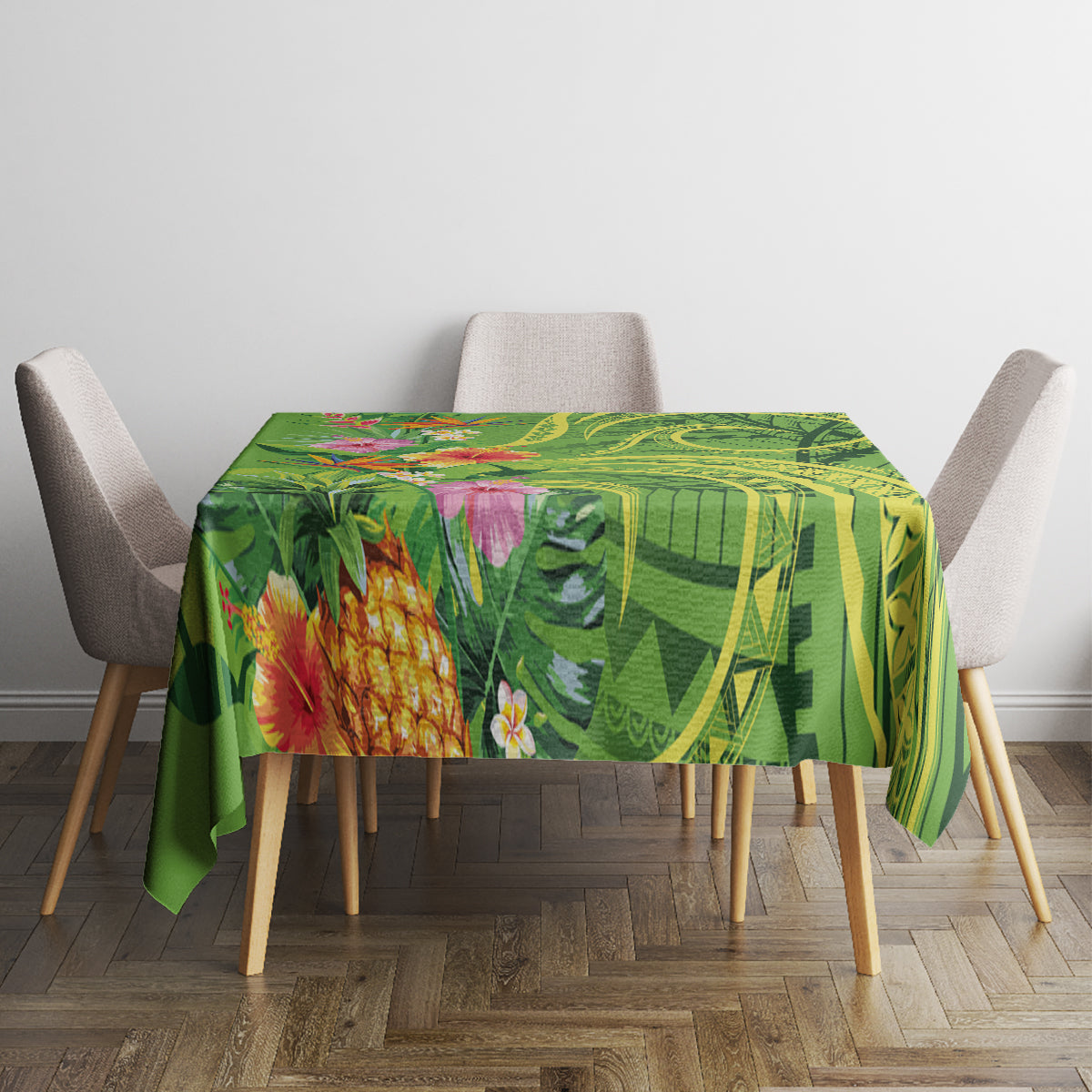 Polynesian Tribal Flower Tattoo Tablecloth Special Lime Green Vibe LT9 - Polynesian Pride