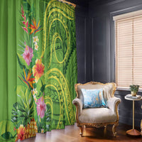 Polynesian Tribal Flower Tattoo Window Curtain Special Lime Green Vibe LT9 - Polynesian Pride