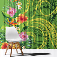 Polynesian Tribal Flower Tattoo Window Curtain Special Lime Green Vibe LT9 - Polynesian Pride