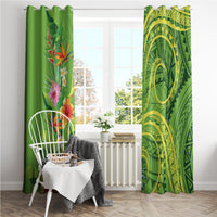 Polynesian Tribal Flower Tattoo Window Curtain Special Lime Green Vibe LT9 - Polynesian Pride