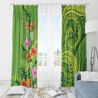 Polynesian Tribal Flower Tattoo Window Curtain Special Lime Green Vibe LT9 - Polynesian Pride