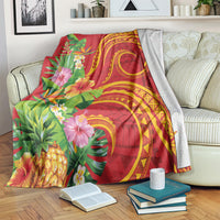Polynesian Tribal Flower Tattoo Blanket Special Vermilion Vibe LT9 Brownish-red - Polynesian Pride