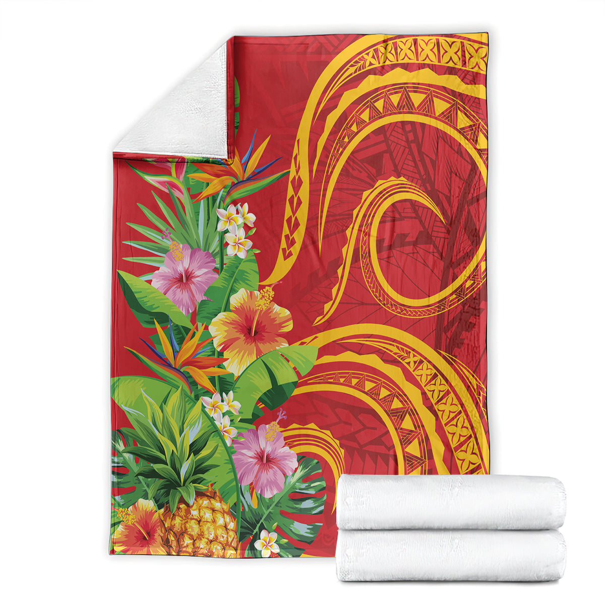 Polynesian Tribal Flower Tattoo Blanket Special Vermilion Vibe LT9 - Polynesian Pride