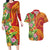 Polynesian Tribal Flower Tattoo Couples Matching Long Sleeve Bodycon Dress and Hawaiian Shirt Special Vermilion Vibe