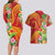 Polynesian Tribal Flower Tattoo Couples Matching Long Sleeve Bodycon Dress and Hawaiian Shirt Special Vermilion Vibe