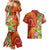 Polynesian Tribal Flower Tattoo Couples Matching Mermaid Dress and Hawaiian Shirt Special Vermilion Vibe