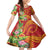 Polynesian Tribal Flower Tattoo Family Matching Off Shoulder Short Dress and Hawaiian Shirt Special Vermilion Vibe