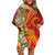 Polynesian Tribal Flower Tattoo Family Matching Off Shoulder Short Dress and Hawaiian Shirt Special Vermilion Vibe