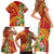 Polynesian Tribal Flower Tattoo Family Matching Short Sleeve Bodycon Dress and Hawaiian Shirt Special Vermilion Vibe