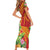 Polynesian Tribal Flower Tattoo Family Matching Short Sleeve Bodycon Dress and Hawaiian Shirt Special Vermilion Vibe