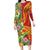 Polynesian Tribal Flower Tattoo Long Sleeve Bodycon Dress Special Vermilion Vibe