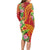 Polynesian Tribal Flower Tattoo Long Sleeve Bodycon Dress Special Vermilion Vibe