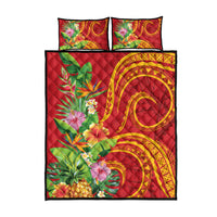 Polynesian Tribal Flower Tattoo Quilt Bed Set Special Vermilion Vibe LT9 - Polynesian Pride